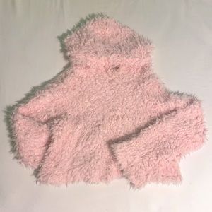 Faux Fur Pink Cropped Hoodie